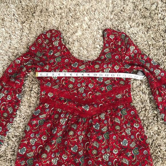 Band of Gypsies Red Lace Bell sleeve Mini Dress Size XS Floral Print - Picture 6 of 8